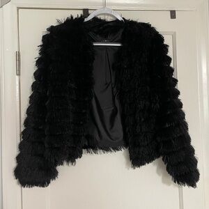 Black furry coat/jacket